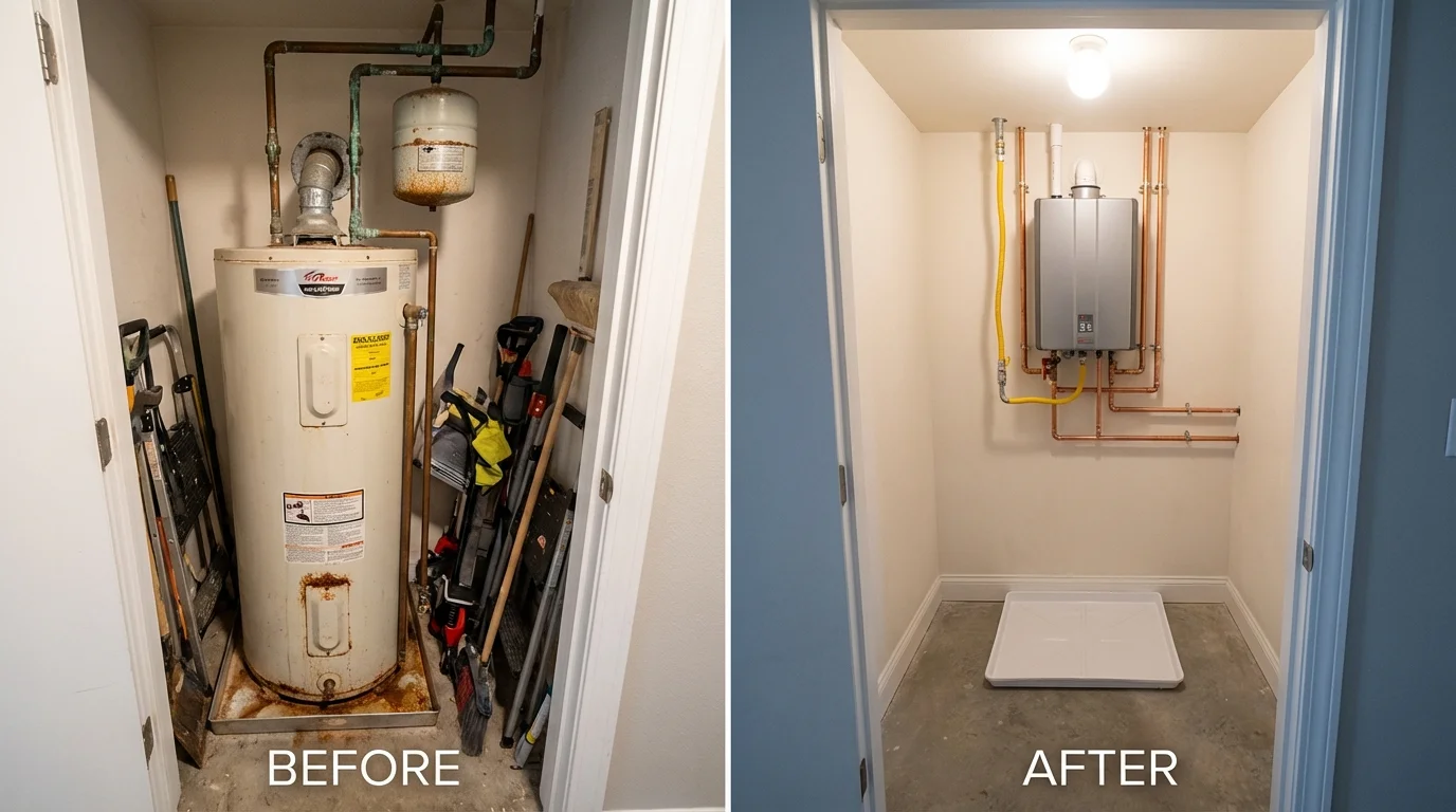 Tank water heater versus wall-mounted tankless unit comparison for Canton, OH homeowners
